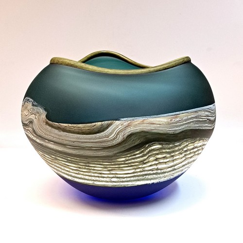 Click to view detail for GBG-015 Bowl, Agate Freeform Sage, Cobalt $730
